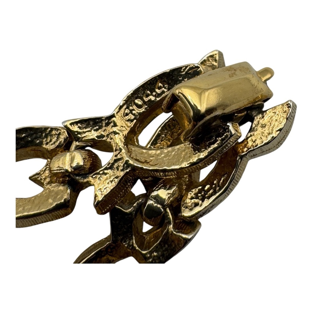 Vintage Gold-Tone Leaf Link Necklace with Rhinestones – Signed “4044” - Picture 8 of 8